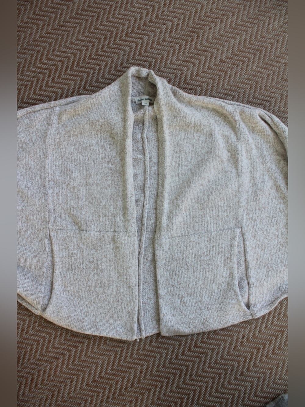 Roller Rabbit Light Heathered Cream Open-Front Cape Jacket - Picture 2 of 3
